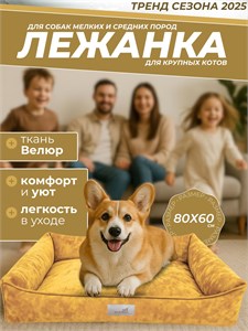 Лежанка для животных, кошек и собак средних пород, 60х80х13 см, 4348592093